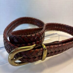 Coach Belt 5922 - Tan -Size 42 Woven Leather Brass Buckle Unisex Classic braided